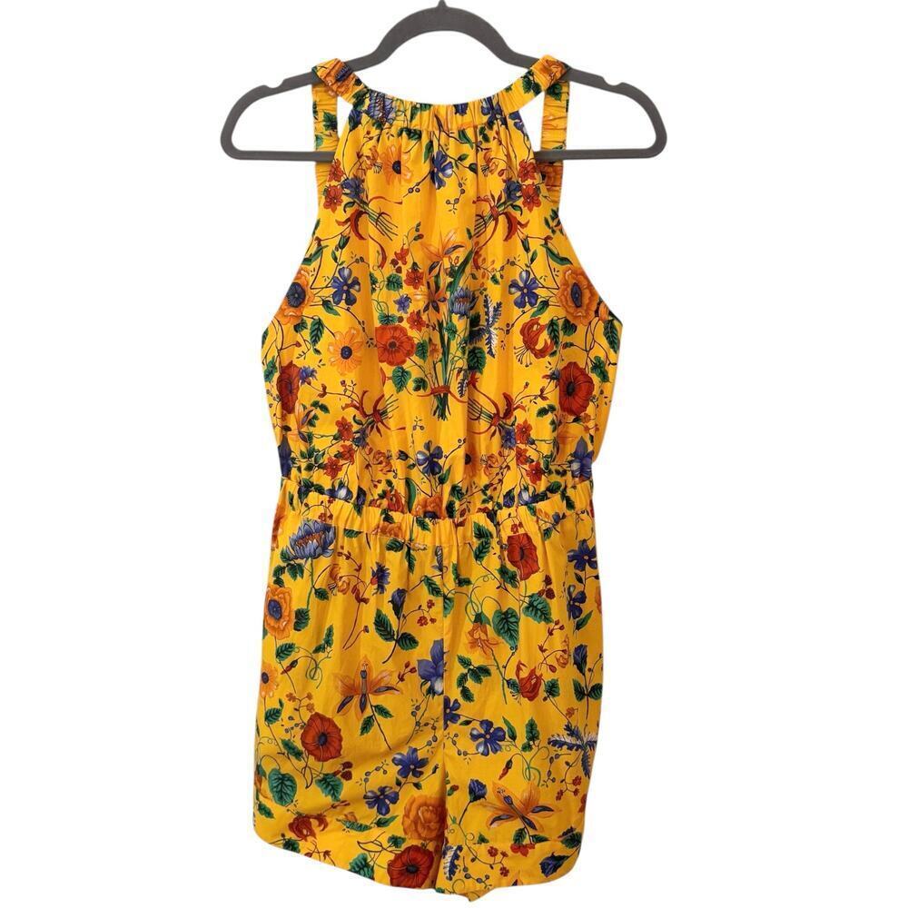 NWT Cara Cara Columba Floral Print Cotton Poplin Playsuit Jumper Yellow Sz XL - Picture 5 of 12
